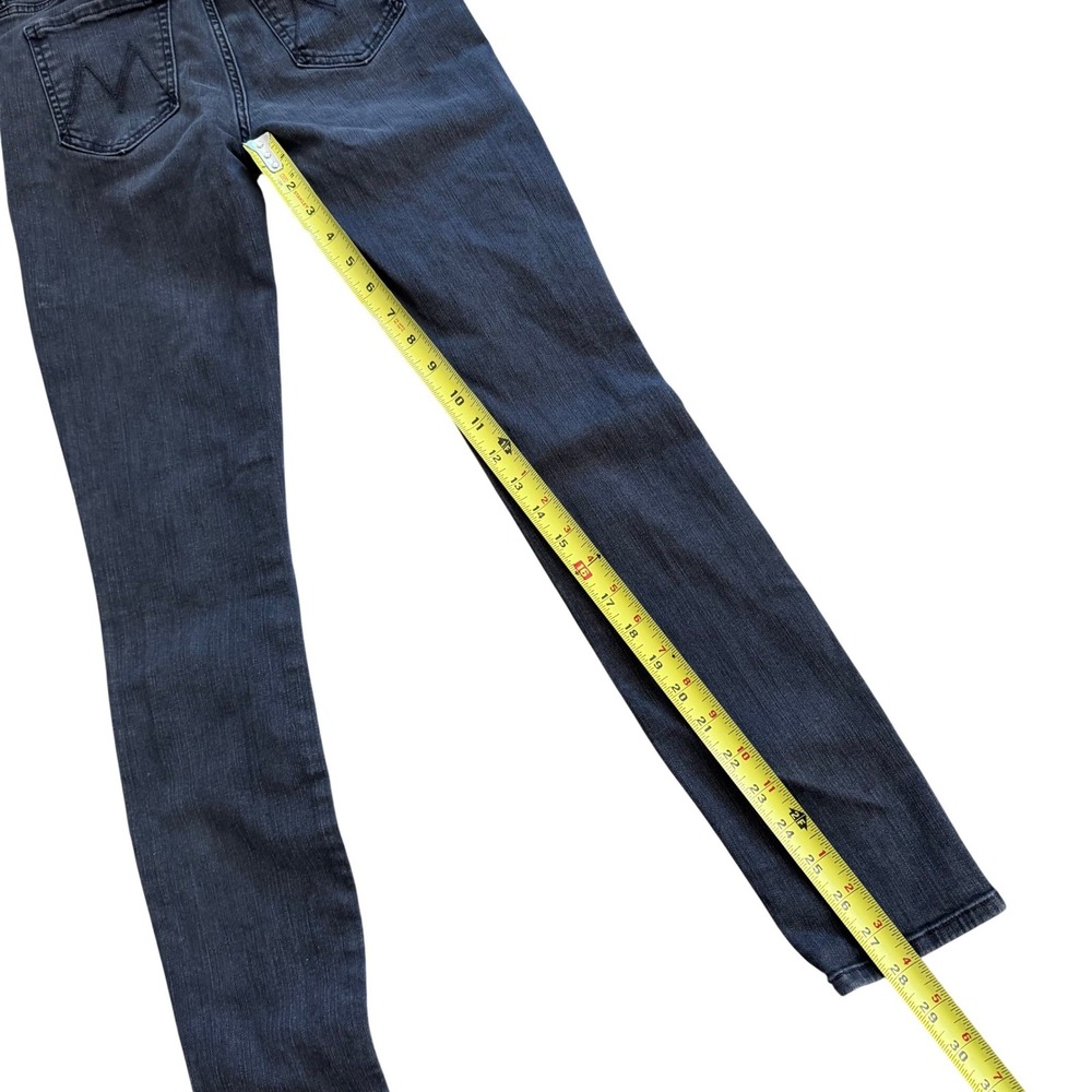 MOTHER High Waisted Looker Skinny Jeans Dancing In‎ The Dark Faded Black Size 25 - Picture 9 of 11